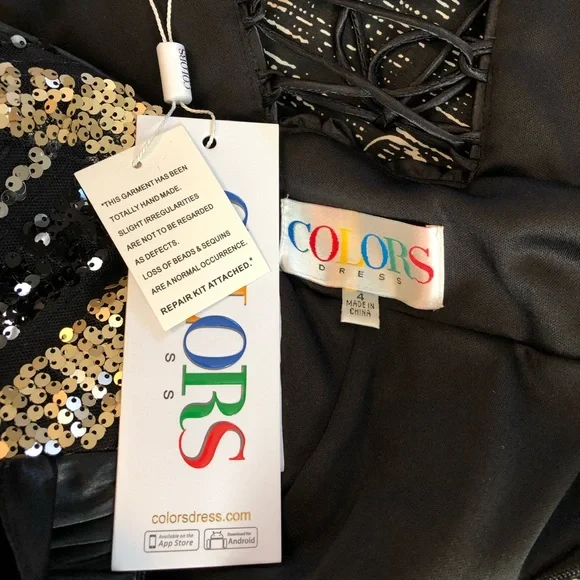 NEW COLORS SZ 4 BLACK SATIN SILVER GOLD SEQUIN ONE SHOULDER DRESS WITH TRAIN - Picture 13 of 15